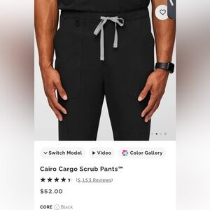 Figs Men's Cairo Cargo Scrub Pants Black, Large